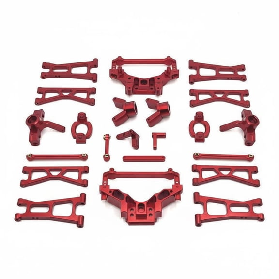 QSTDGVPW 1/14 Scale RC Car Upgrade Kit High Strength Remote Control Car Modification Parts Wear-Resistant Metal Shock Absorption System and Steering Kit