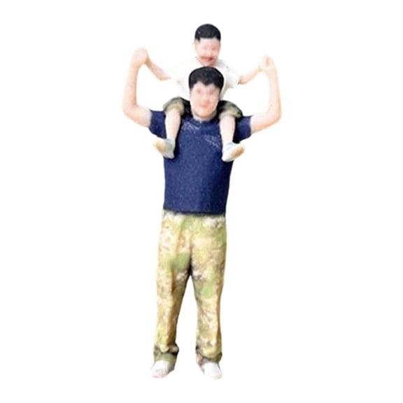 QSTDGVPW 1/64 Miniature Painted Figure Mini Sturdy Collection Father Son Figure Resin for