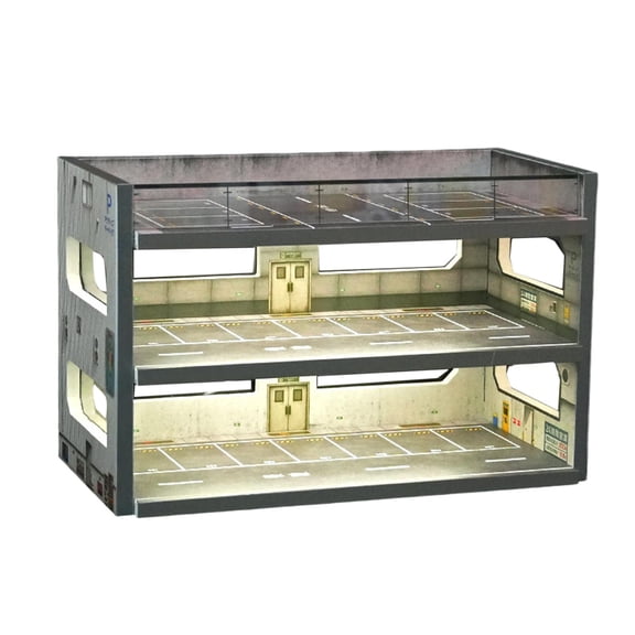 QSTDGVPW 1/64 Model Car Display Case Garage Diorama Micro Landscape Decor with LED Lights