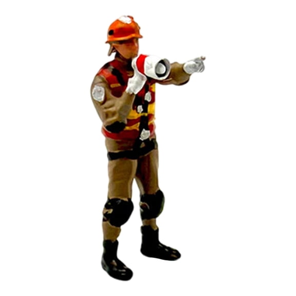 QSTDGVPW 1/64 Scale Firefighter Figure Mini for Sand Table Ornament Photography Props Calling out