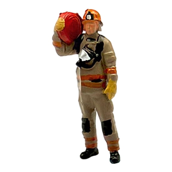 QSTDGVPW 1/64 Scale Firefighter Figure Mini for Sand Table Ornament Photography Props carrying water pipe