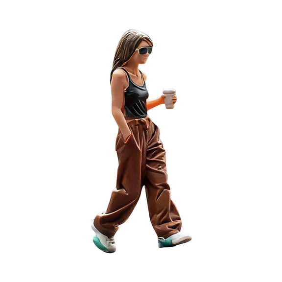 QSTDGVPW 1/64 Scale Walking Girl Model Diorama Scenery Resin Girl Model for DIY Scene
