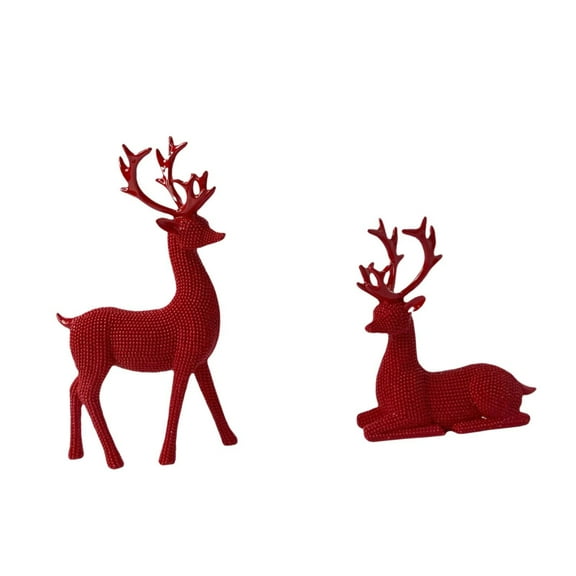 QSTDGVPW 1 pair reindeer deer figurines shelf decor versatile desktop collection tabletop Red