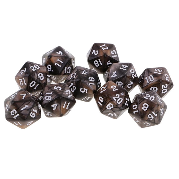 QSTDGVPW 10 20 Sided Dice D20 20-Die Polyhedral Dice for Roleplaying Game Coffee Gray