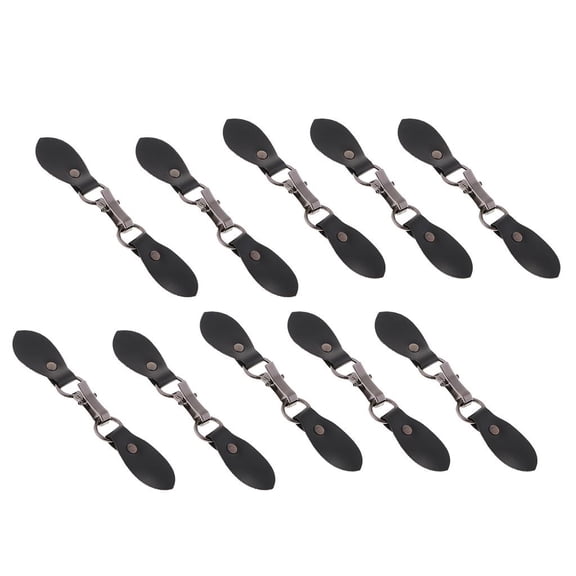 QSTDGVPW 10 Packs Black Leather Toggle Buttons Silver Metal Hook Duffle Coat Fastener