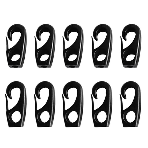 QSTDGVPW 10 Pcs Plastic Bungee Shock Cord Hook Snap Hooks for 7mm Elastic Rope Strapping