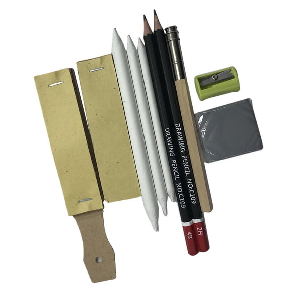 QSTDGVPW 10 Pieces Professional Sketching & Drawing Art Tool Kit with Graphite Pencils,