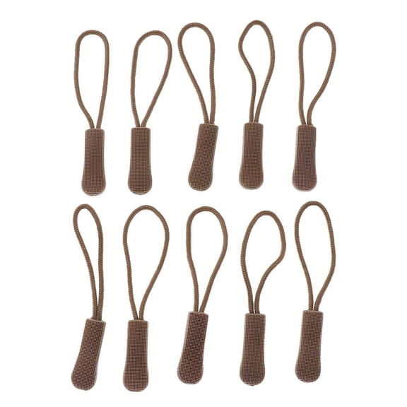 QSTDGVPW 10 Pieces Zipper Pull Zip Tags Cord Pulls Zipper Extension for Outdoor Backpack, Tan