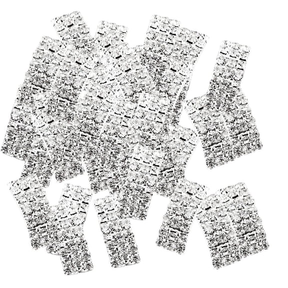 QSTDGVPW 100 Pieces Vaulted Rhinestone Ribbon Buckles Sliders for Wedding Decoration