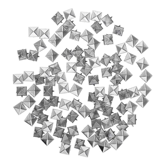 QSTDGVPW 100Pcs Square Pyramid Rivet Studs Spike Screw Craft DIY Embellishment Silver