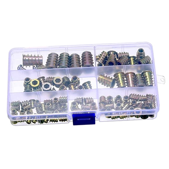 QSTDGVPW 100x Lot Self-Tapping Insert Nuts Metal Screw Nuts For Furniture Wood Hardware