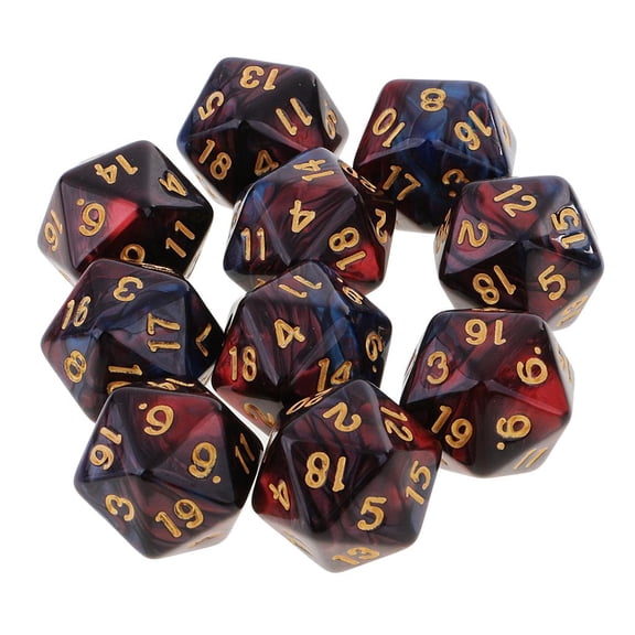 QSTDGVPW 10pcs 20 Sided Dice D20 Polyhedral Dice Fits for Party Games Red Blue Red+Black Red Black -a