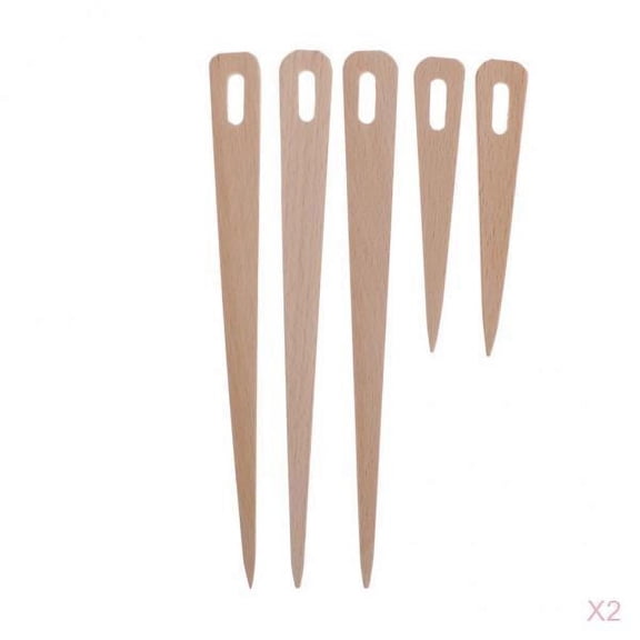 QSTDGVPW 10x Natural Wooden Shuttle Wood Weaving Sticks Tools Rod For Knitted Crafts