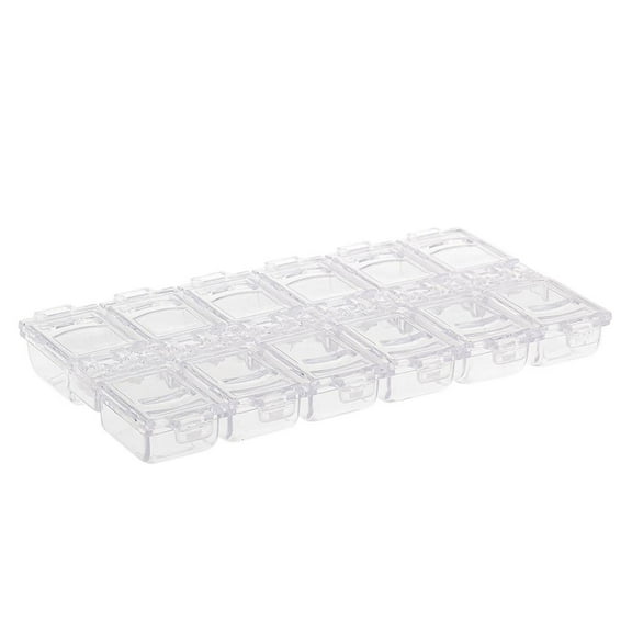 QSTDGVPW 12 Compartments Transparent Nail Art Tips Rhinestone Storage Container Box Case Clear
