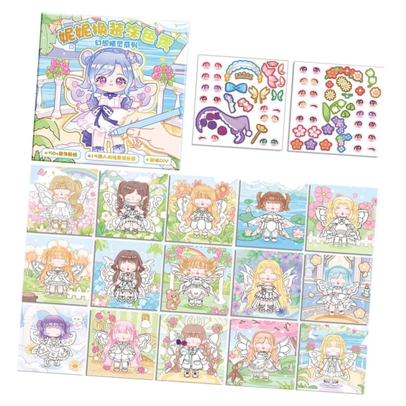 QSTDGVPW 12 Pieces Diy Face Stickers Princess Dress Up Your Own Face Stickers for Ages 3+ Style H