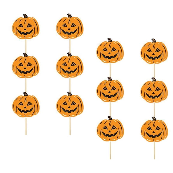 QSTDGVPW 12 Pieces Halloween Cake Cupcake Topper Picks for Dessert Decorations Party Food Pumpkin