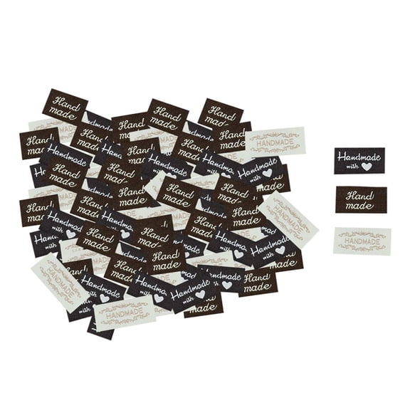 QSTDGVPW 120Pcs Hand Made With Love Labels Tags For Clothes Handmade Labels Tags DIY Hats Handmade with Love