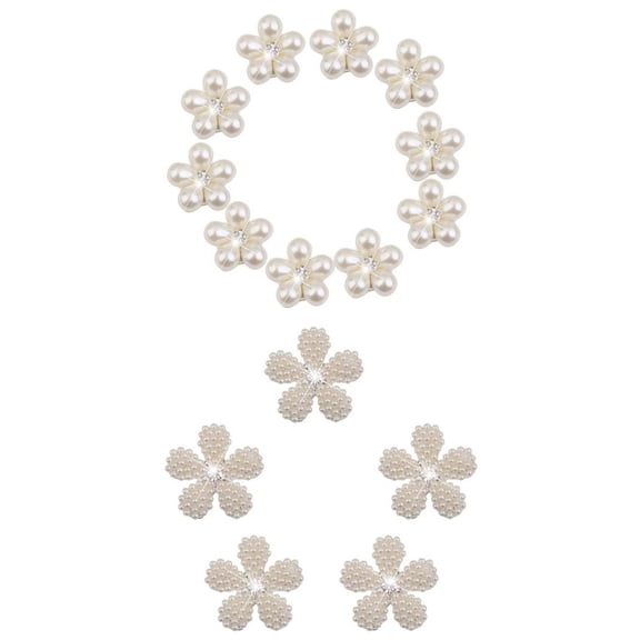 QSTDGVPW 15 Pieces Crystal Faux Rhinestone Pearl Flower Buttons DIY Wedding Bouquet