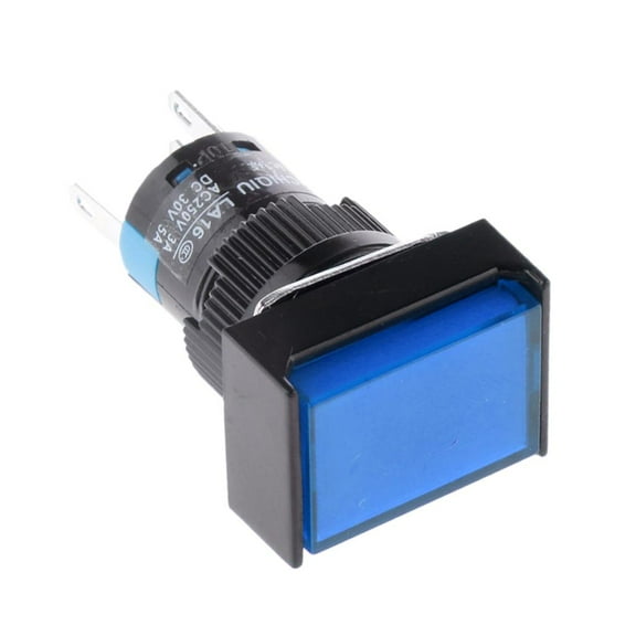 QSTDGVPW 16mm 1NO 1NC Lockless Momentary Push Button Switch LED Illuminated Square Button Blue
