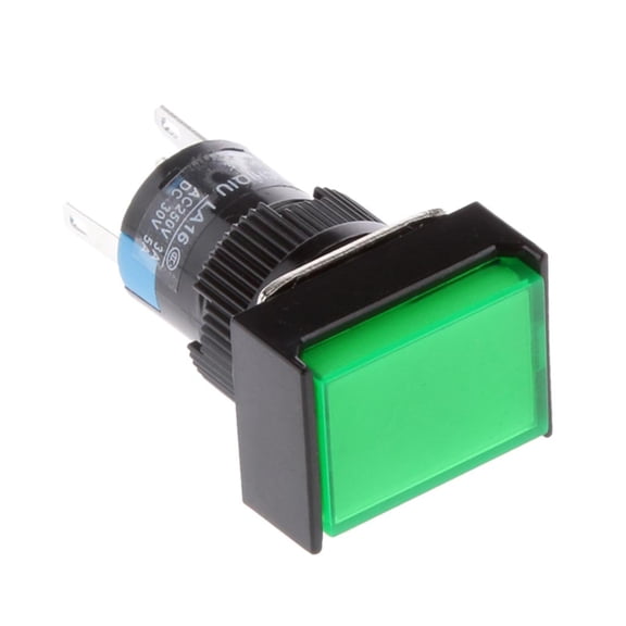 QSTDGVPW 16mm 1NO 1NC Lockless Momentary Push Button Switch LED Illuminated Square Button Green