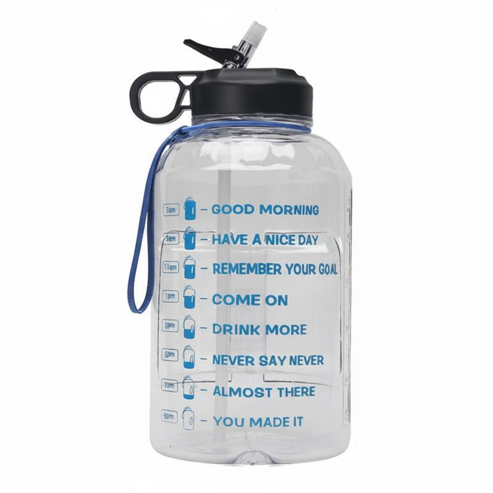 QSTDGVPW 2.2L Water Bottle with Time Marker Easy to Carry Half Gallon ...