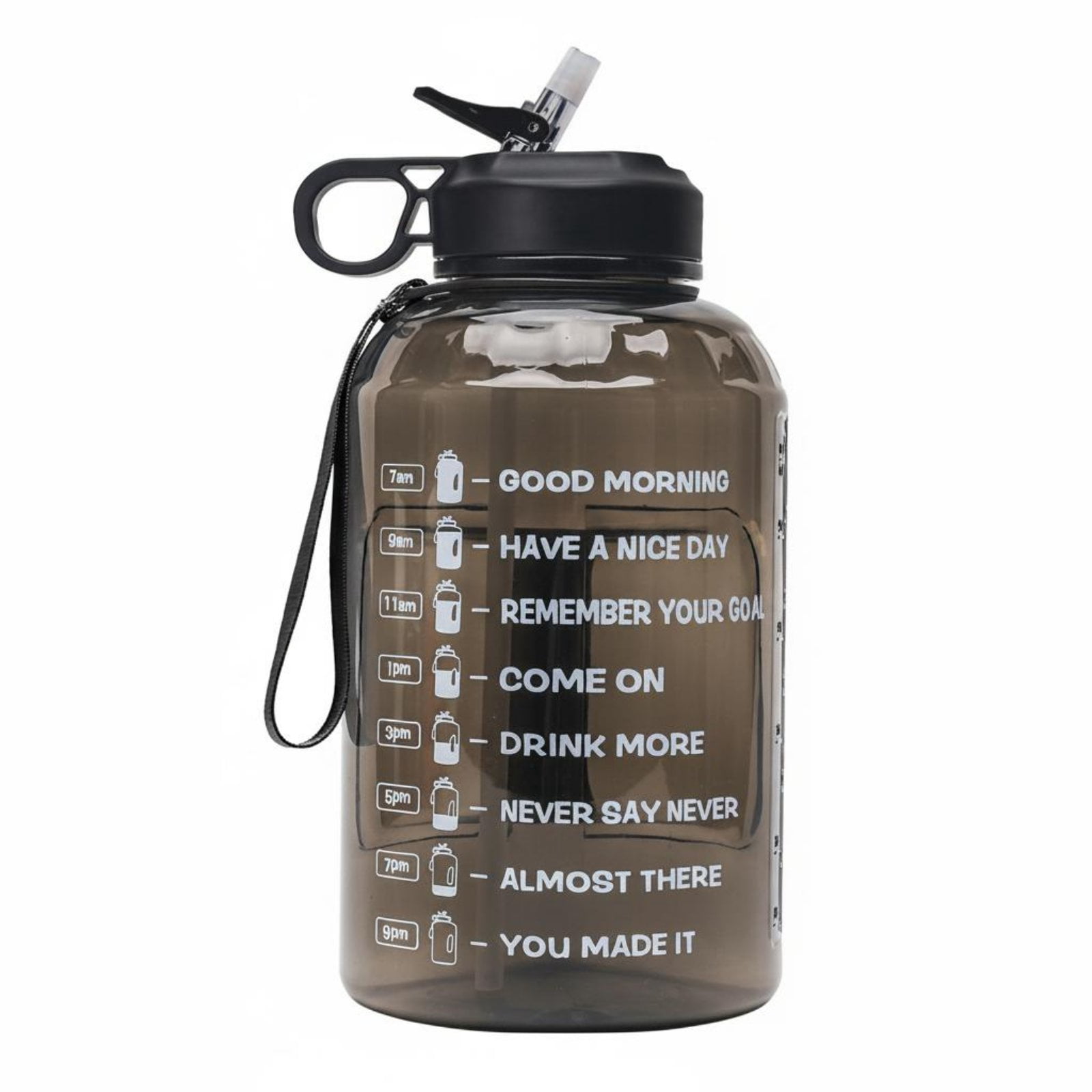 QSTDGVPW 2.2L Water Bottle with Time Marker Easy to Carry Half Gallon ...