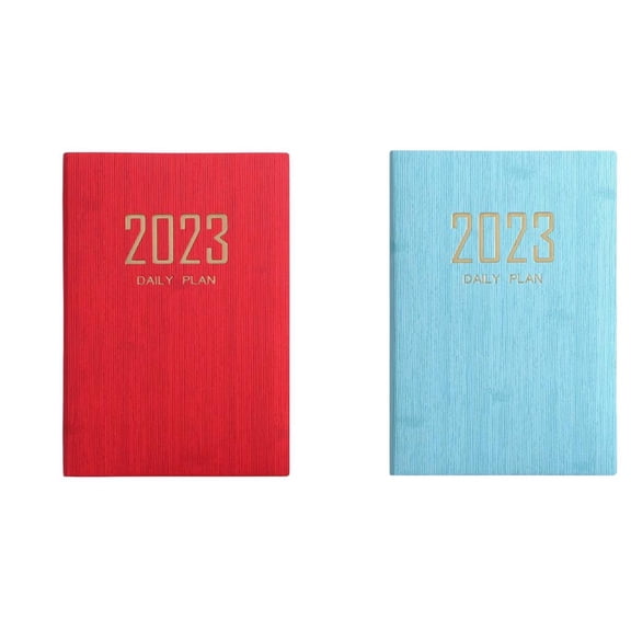 QSTDGVPW 2 Diary A5 Daily Plan 2023 Time Management Organizer Red Light Blue