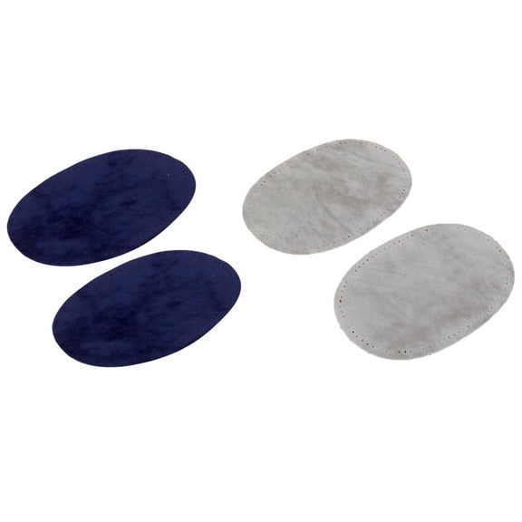 QSTDGVPW 2 Pair Sew-on Suede Oval Elbow Knee Patches DIY Jeans Repair Supplies Grey Blue