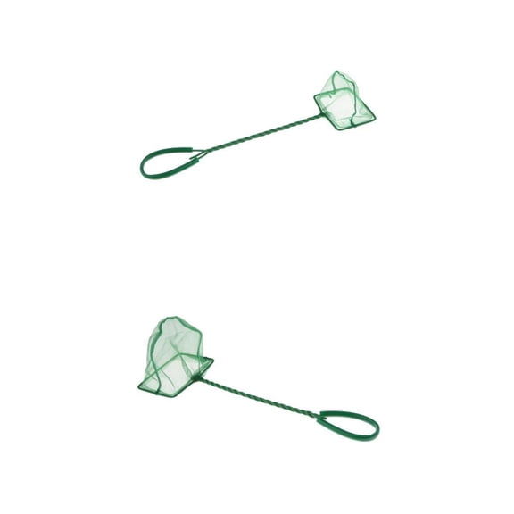 QSTDGVPW 2 Pcs Aquarium Net Fine Mesh Small Fish Catch Nets with Plastic Handle - Green