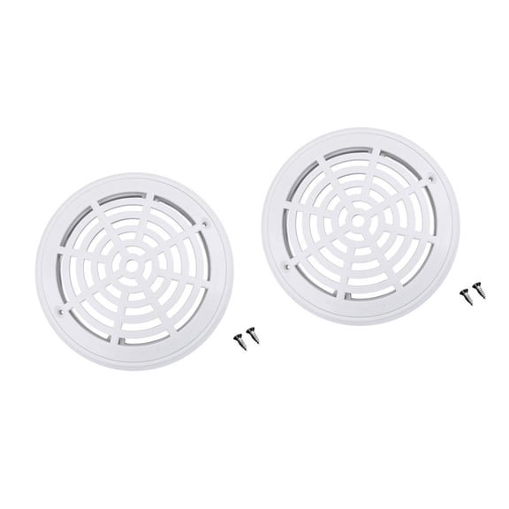 QSTDGVPW 2 Pieces Anti-Vortex Main Drain Suction Cover Plate For Inground Swimming Pools - White - With 2 Screws
