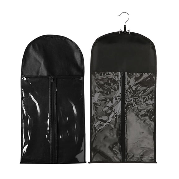 QSTDGVPW 2 Pieces CLEAR WINDOW Black Hair Extension Wig Stand Storage Bag Holder Case