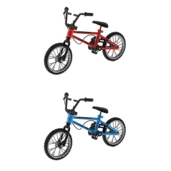 QSTDGVPW 2 Pieces Finger Mountain Bike Mini Bicycle Model Kids Toys Red & Blue