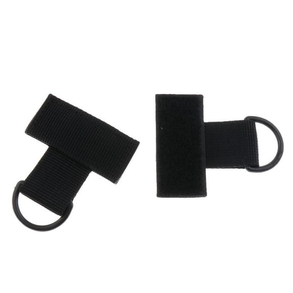 QSTDGVPW 2 Pieces Outdoor MOLLE Nylon Webbing T Hook & Loop D Key Ring Black