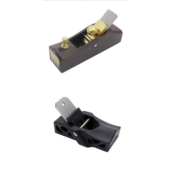 QSTDGVPW 2 Pieces Wood Planer, Portable Block Plane with Flat Base Adjustable Bench Plane Woodcraft Tools for Woodworking Smoothing Surface