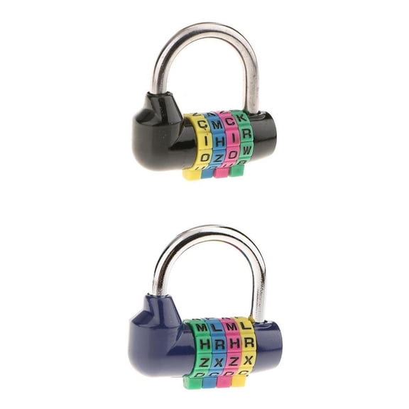 QSTDGVPW 2 X Black & Blue Combination Lock Resettable Padlock 4 Alphabet for Suitcase