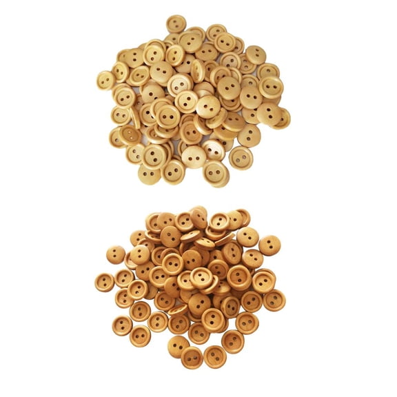 QSTDGVPW 200Pcs Vintage 2 Holes Wood Buttons for Sewing Scrapbooking Brown 13mm 15mm