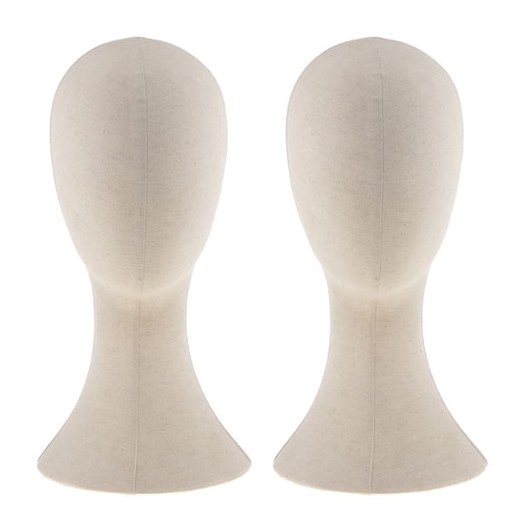 QSTDGVPW 22'' Canvas Block Mannequin Head Wig Making Hat Display Holder Stand 2 Packs