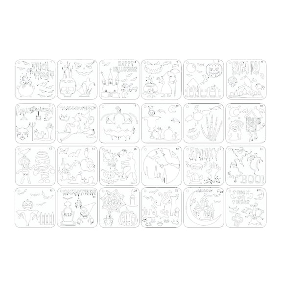 QSTDGVPW 24 Pieces Halloween Stencil Reusable DIY Layering Stencils 6Inichx6inch Painting