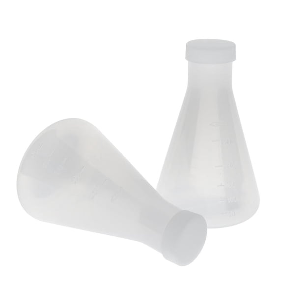 QSTDGVPW 2Pcs 250ml Lab Plastic Graduated Conical Flask, Erlenmeyer Flask, Heat Resistant