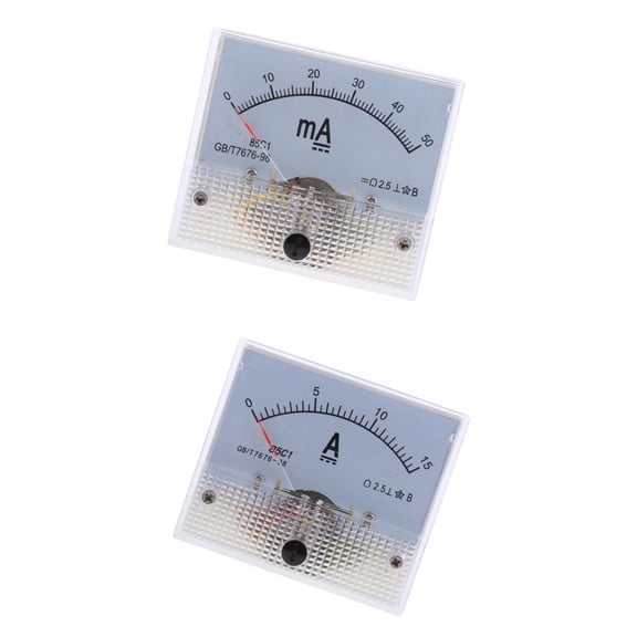 QSTDGVPW 2Pcs Rectangle Shaped DC Analog Panel Meter Ammeter Gauge - Range 0-50mA & 0-15A