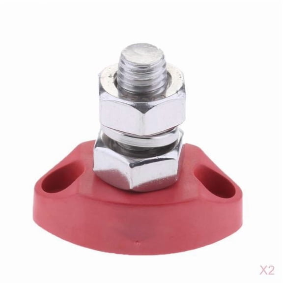 QSTDGVPW 2pcs Red Junction Block Power Post Stainless Steel Insulated Terminal Stud, 8mm