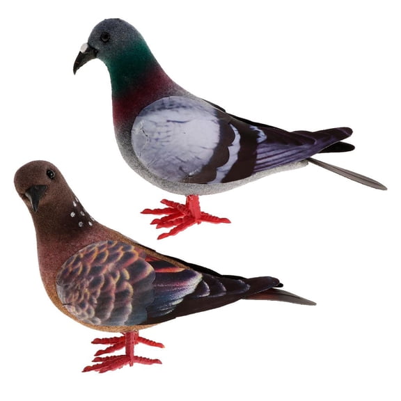 QSTDGVPW 2x Artificial Doves Simulation Feathered Foam Fake Pigeon Birds Model Home Decor