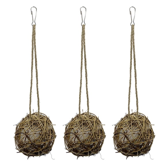 QSTDGVPW 3 Pieces Globe Hummingbird Nesters Natural Rattan Balls Pet Bird Nesting Outdoor