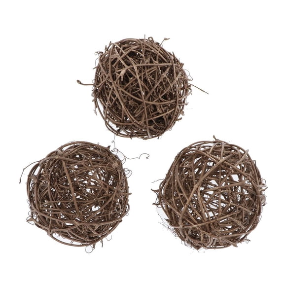 QSTDGVPW 3 Pieces Wicker Rattan Balls Decorative Orbs Vase Fillers Twig Balls for Hanging