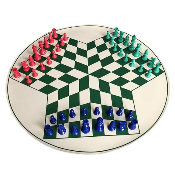 QSTDGVPW 3-Players International Chess Sets Travel Game Sets Portable Chessboard With