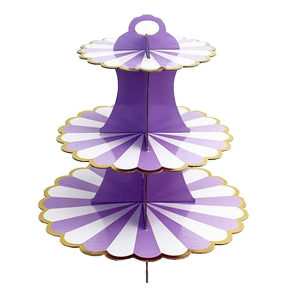 QSTDGVPW 3 Tier Collapsible Cupcake Stand Cake Display for Receptions Party Wedding - Purple