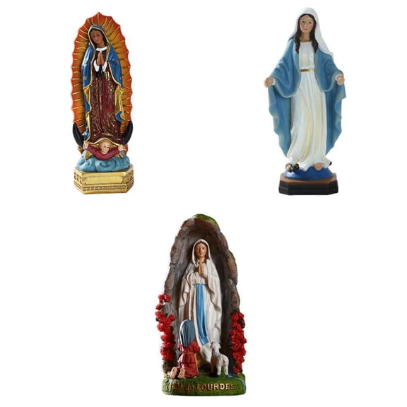 QSTDGVPW 3PC Rare Virgin Mary Statue Gift Xmas Home Decoration Collection