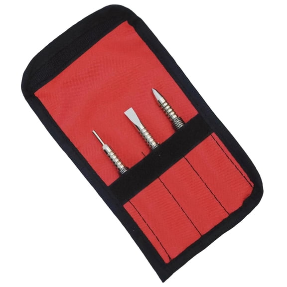 QSTDGVPW 3Pieces Nail Setter Hinge Pin Punch Set Spring Loaded with Storage Pouch Multipurpose Solid Hammerless Center Punch Set for Door Pin Removal