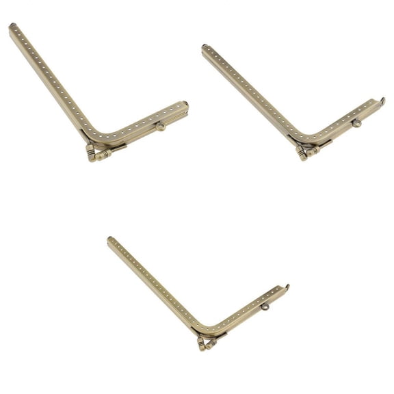 QSTDGVPW 3x Smooth Face Bronze Square Purse Metal Frame Kiss Clasp Bag Making Frame