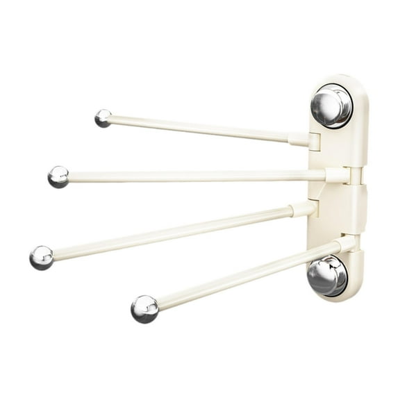 QSTDGVPW 4 Arm Towel Bar Bath Rotating Arm Home Wall Mount Washroom Swivel Towel Rack argent